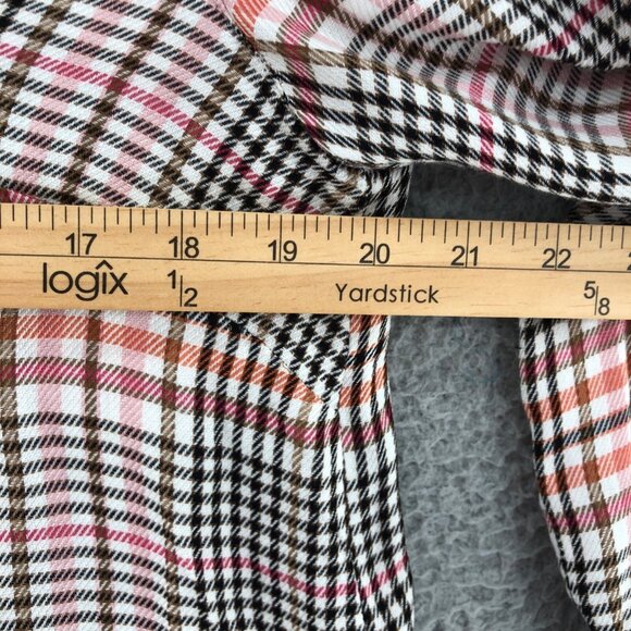 J Jill Shirt Womens Small Petite Pink Plaid Button Up Collar Ruffle Long Sleeve - Picture 8 of 10
